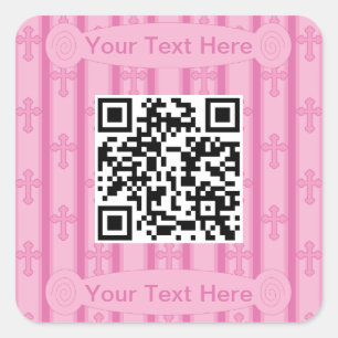 Fun and Fancy Cross QR Code Square Sticker