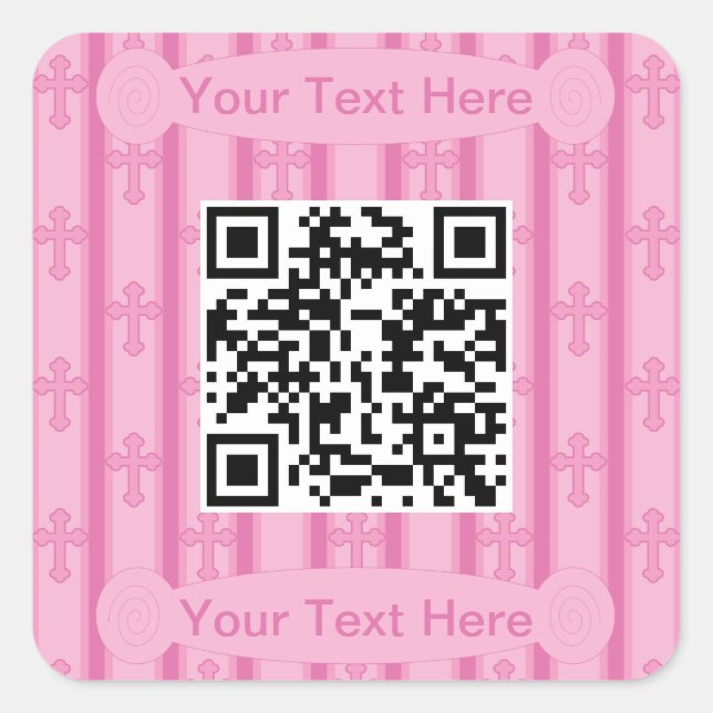Fun and Fancy Cross QR Code Square Sticker (Front)