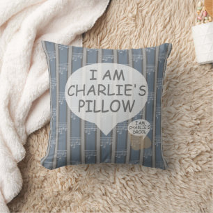 Fun and Fancy Customisable Grey Music Note Cushion