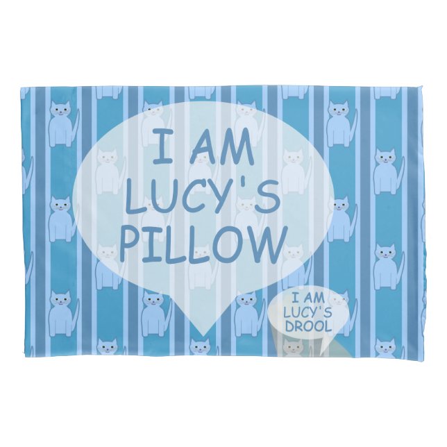 Fun and Fancy Customisable Kitty Striped Pillowcase (Front)