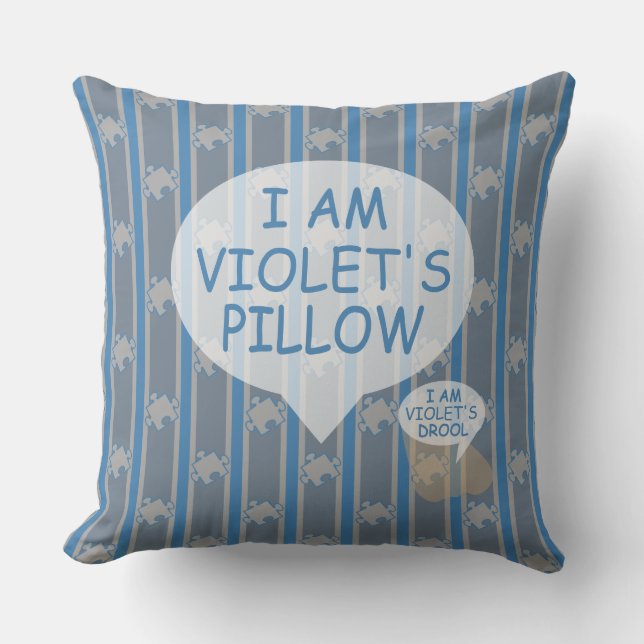 Fun and Fancy Customisable Puzzle Piece Striped Cushion (Front)