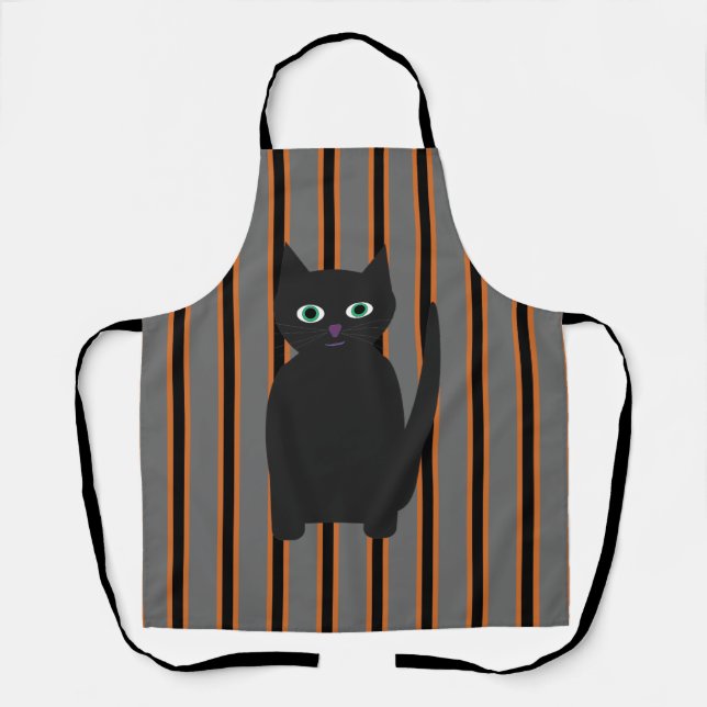 Fun and Fancy Halloween Black Cats Apron (Front)