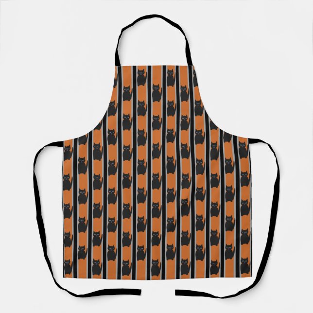 Fun and Fancy Halloween Black Cats Apron (Front)