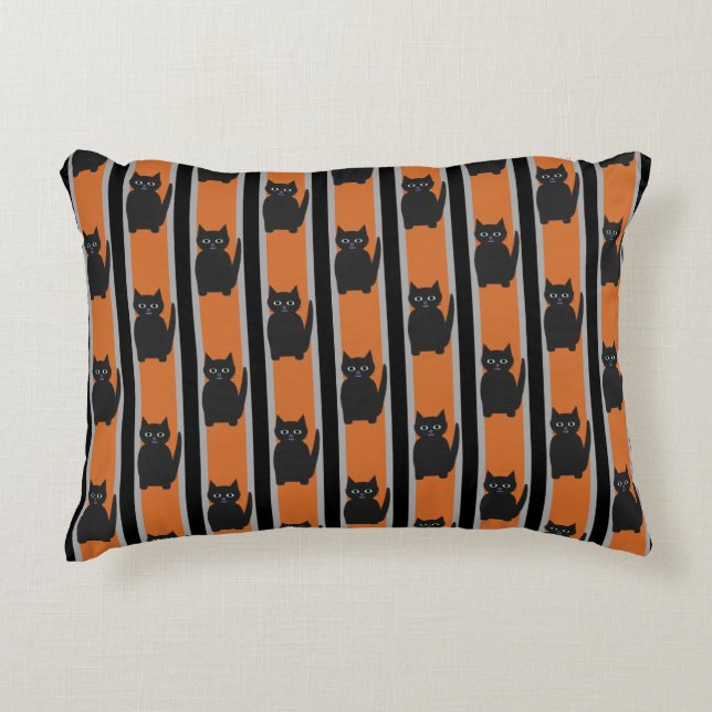 Fun and Fancy Halloween Black Cats Decorative Cushion (Front)