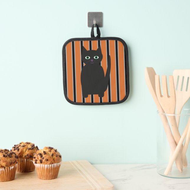 Fun and Fancy Halloween Black Cats Pot Holder (Insitu(Hanging))