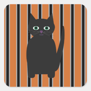 Fun and Fancy Halloween Black Cats Square Sticker