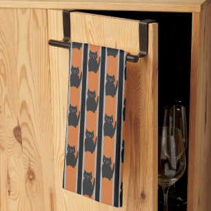 Fun and Fancy Halloween Black Cats Tea Towel