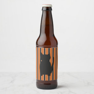 Fun and Fancy Halloween Black Silhouette Cats Beer Bottle Label