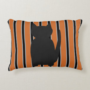 Fun and Fancy Halloween Black Silhouette Cats Decorative Cushion