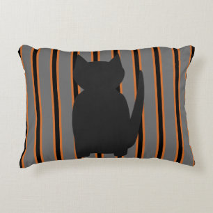 Fun and Fancy Halloween Black Silhouette Cats Decorative Cushion