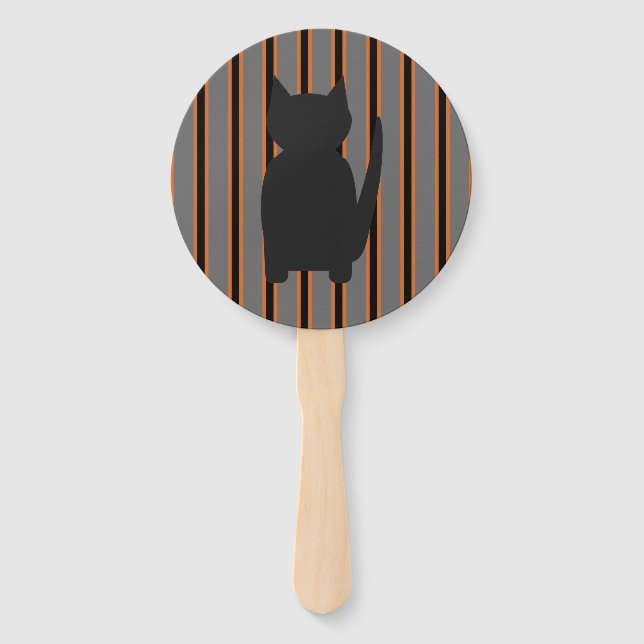 Fun and Fancy Halloween Black Silhouette Cats Hand Fan (Front)