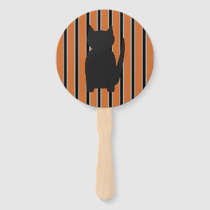 Fun and Fancy Halloween Black Silhouette Cats Hand Fan