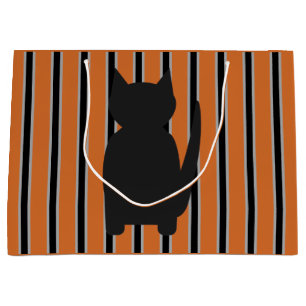 Fun and Fancy Halloween Black Silhouette Cats Large Gift Bag