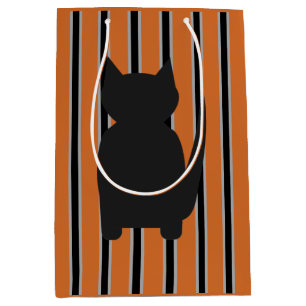 Fun and Fancy Halloween Black Silhouette Cats Medium Gift Bag