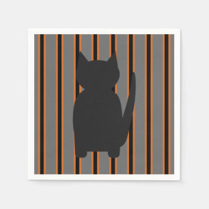 Fun and Fancy Halloween Black Silhouette Cats Napkin