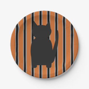 Fun and Fancy Halloween Black Silhouette Cats Paper Plate