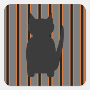 Fun and Fancy Halloween Black Silhouette Cats Square Sticker