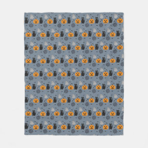 Fun and Fancy Halloween Cat Ghost Pumpkin Web Fleece Blanket
