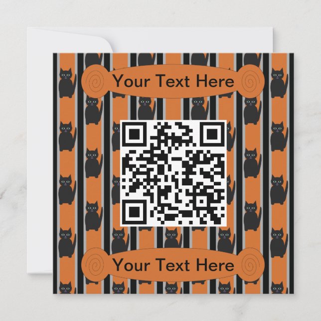 Fun and Fancy Halloween Cat QR Code Invitation (Front)