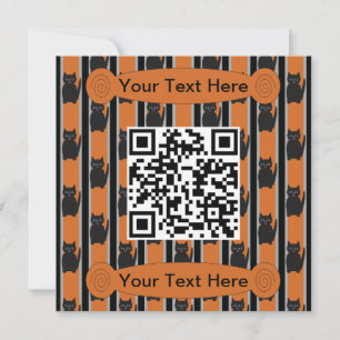 Fun and Fancy Halloween Cat QR Code Invitation