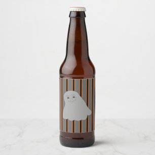 Fun and Fancy Halloween Ghosts Beer Bottle Label