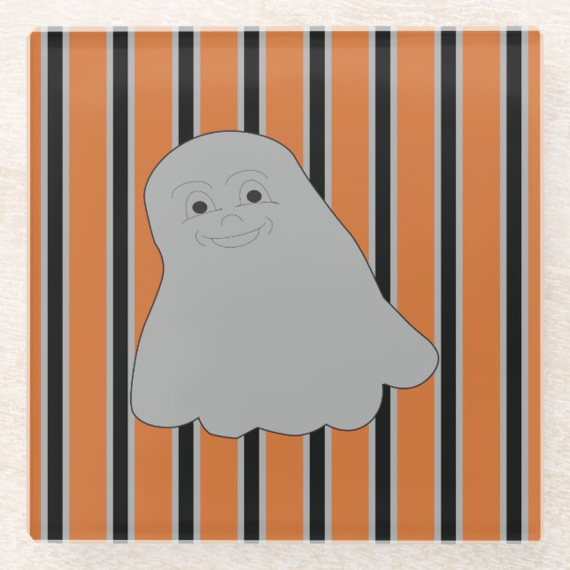 Fun and Fancy Halloween Ghosts Glass Coaster (Front)