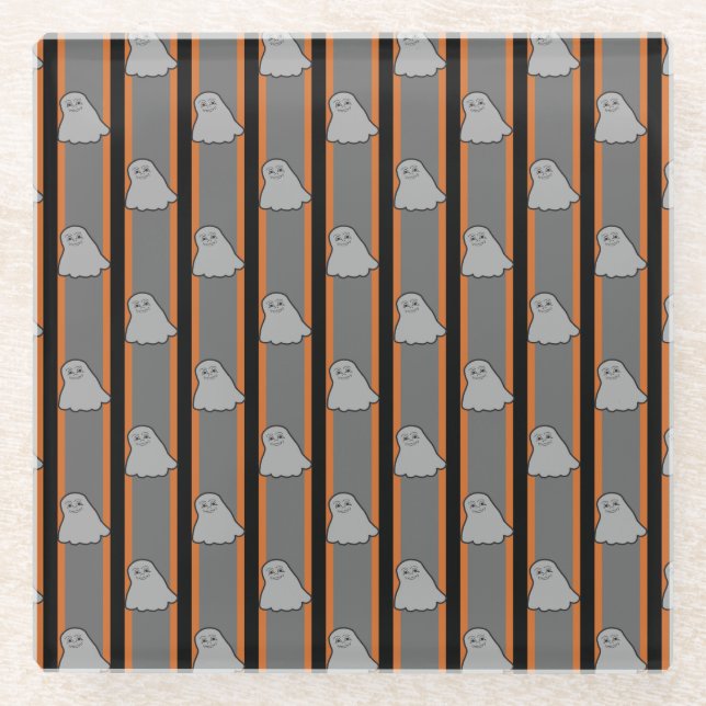 Fun and Fancy Halloween Ghosts Glass Coaster (Front)