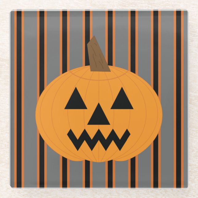 Fun and Fancy Halloween Pumpkins Glass Coaster (Front)