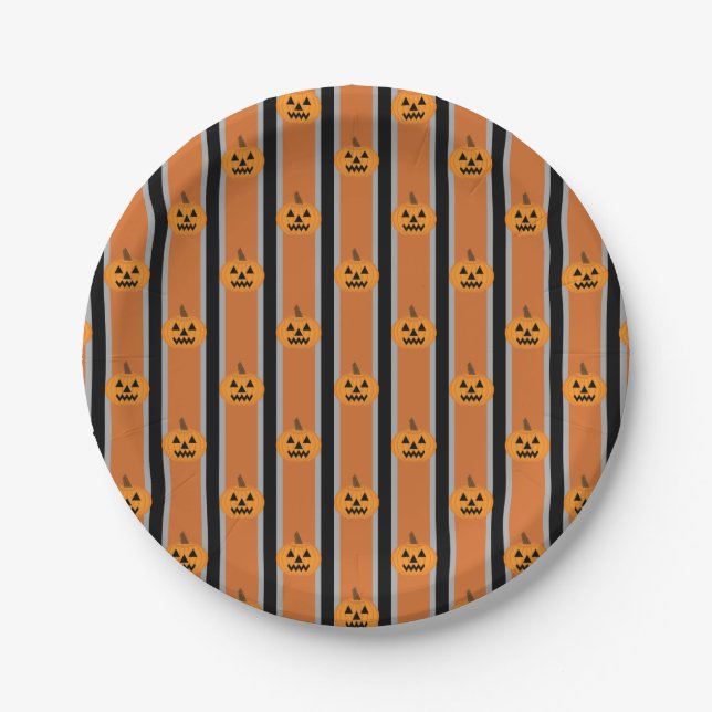 Fun and Fancy Halloween Pumpkins Paper Plate (Front)