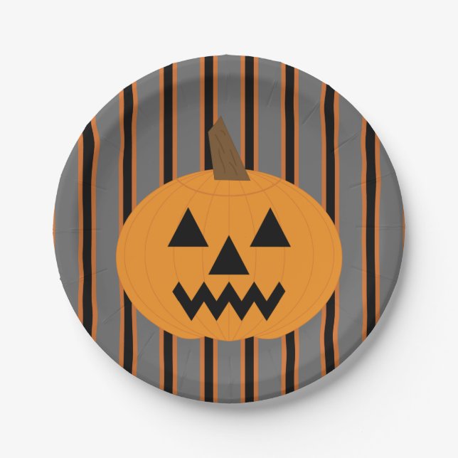 Fun and Fancy Halloween Pumpkins Paper Plate (Front)