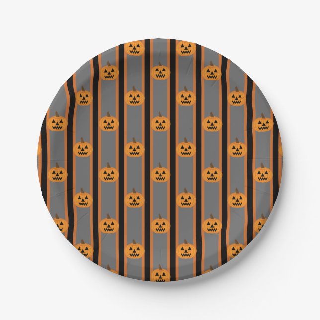 Fun and Fancy Halloween Pumpkins Paper Plate (Front)
