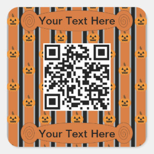 Fun and Fancy Halloween Pumpkins QR Code Square Sticker