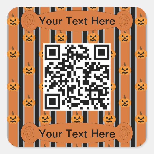 Fun and Fancy Halloween Pumpkins QR Code Square Sticker (Front)