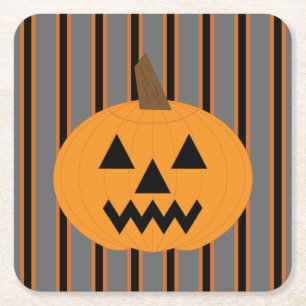 Fun and Fancy Halloween Pumpkins Square Paper Coaster