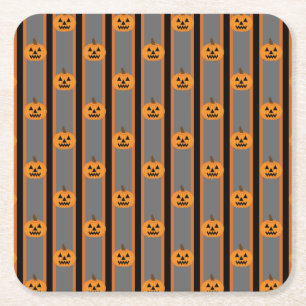 Fun and Fancy Halloween Pumpkins Square Paper Coaster