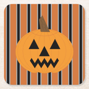 Fun and Fancy Halloween Pumpkins Square Paper Coaster