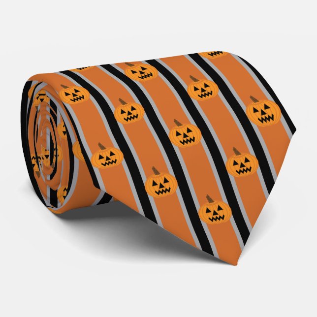 Fun and Fancy Halloween Pumpkins Tie (Rolled)