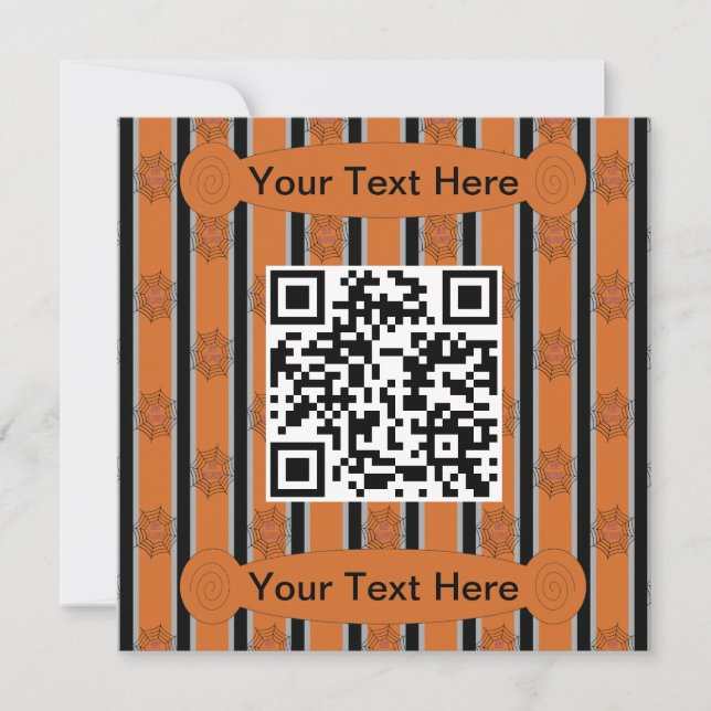 Fun and Fancy Halloween Spider Web QR Code Invitation (Front)