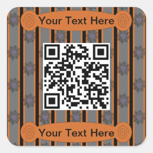 Fun and Fancy Halloween Spider Web QR Code Square Sticker
