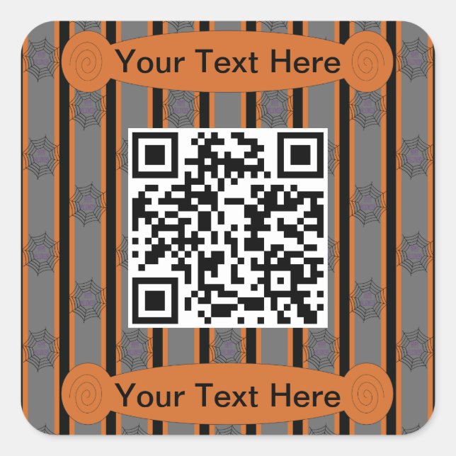 Fun and Fancy Halloween Spider Web QR Code Square Sticker (Front)
