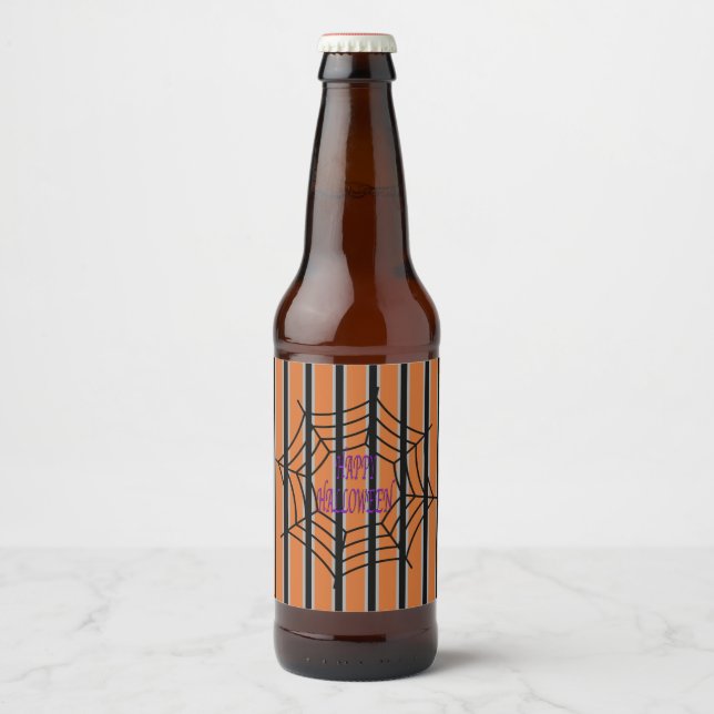 Fun and Fancy Halloween Spider Webs Beer Bottle Label (Front)