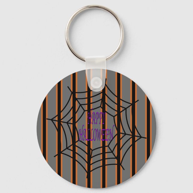 Fun and Fancy Halloween Spider Webs Key Ring (Front)