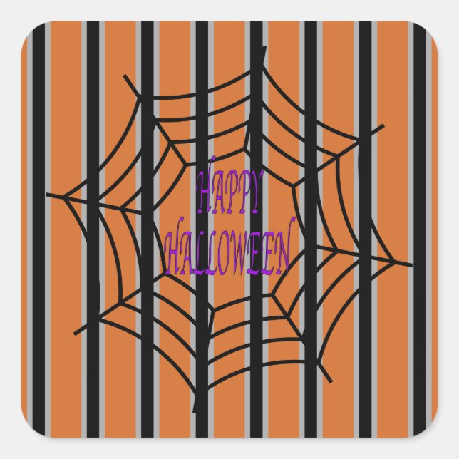 Fun and Fancy Halloween Spider Webs Square Sticker (Front)