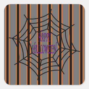Fun and Fancy Halloween Spider Webs Square Sticker