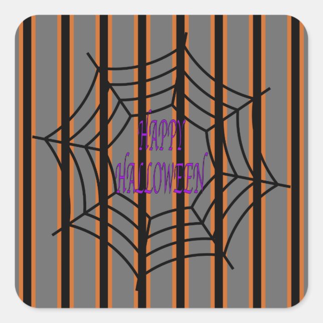 Fun and Fancy Halloween Spider Webs Square Sticker (Front)