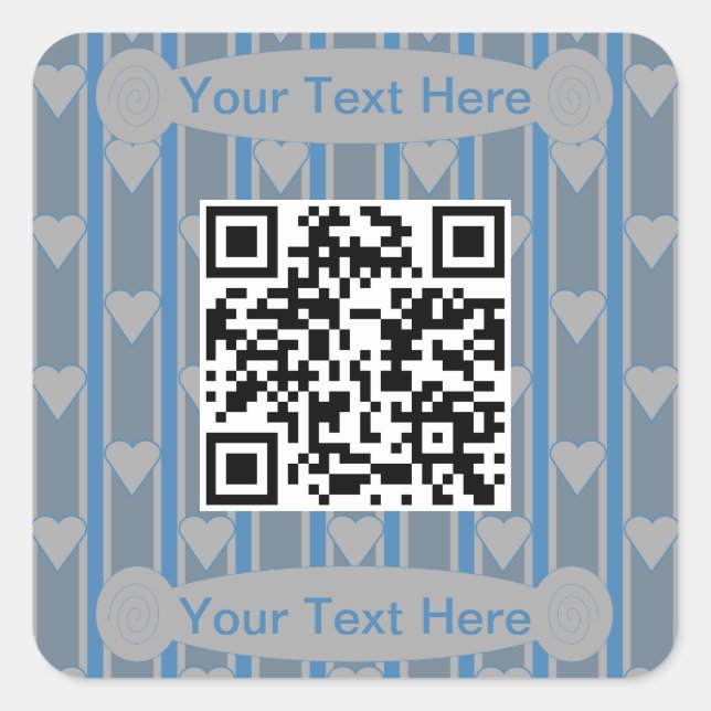 Fun and Fancy Heart QR Code Square Sticker (Front)