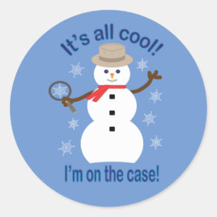 Fun and Fancy It's All Cool Snowman Detective Classic Round Sticker