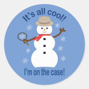 Fun and Fancy It's All Cool Snowman Detective Classic Round Sticker