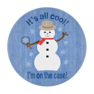 Fun and Fancy It's All Cool Snowman Detective Cutting Board