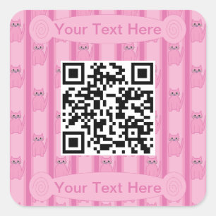 Fun and Fancy Kitty QR Code Square Sticker